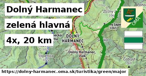 Dolný Harmanec Turistické trasy zelená hlavná