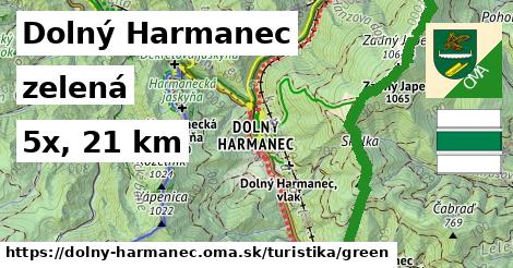 Dolný Harmanec Turistické trasy zelená 