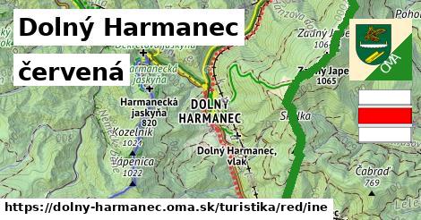 Dolný Harmanec Turistické trasy červená iná