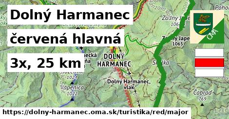 Dolný Harmanec Turistické trasy červená hlavná