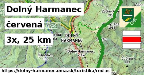 Dolný Harmanec Turistické trasy červená 