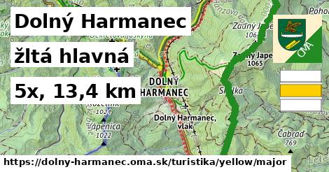 Dolný Harmanec Turistické trasy žltá hlavná