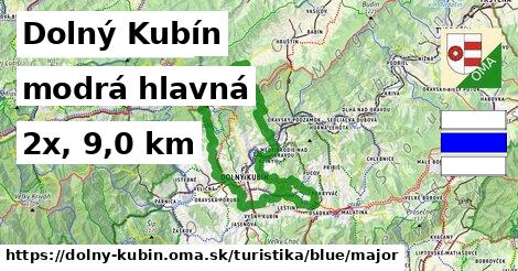 Dolný Kubín Turistické trasy modrá hlavná