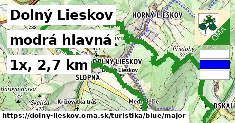 Dolný Lieskov Turistické trasy modrá hlavná