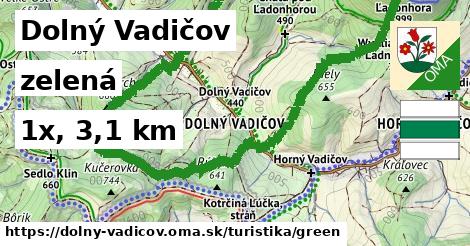 Dolný Vadičov Turistické trasy zelená 