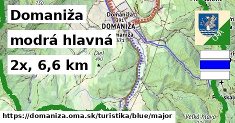 Domaniža Turistické trasy modrá hlavná