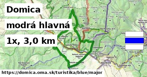 Domica Turistické trasy modrá hlavná