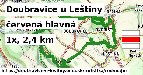 Doubravice u Leštiny Turistické trasy červená hlavná