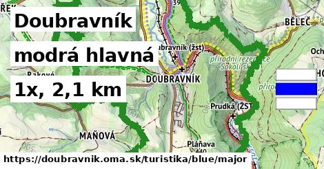 Doubravník Turistické trasy modrá hlavná
