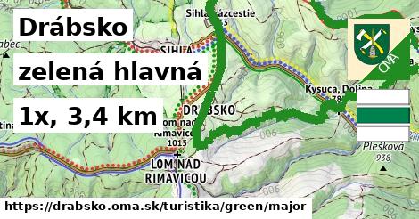Drábsko Turistické trasy zelená hlavná