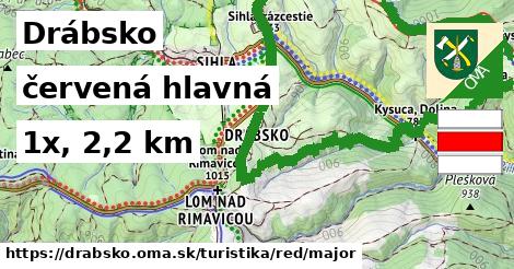 Drábsko Turistické trasy červená hlavná