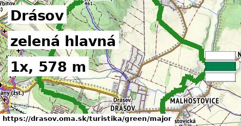 Drásov Turistické trasy zelená hlavná