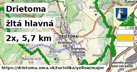 Drietoma Turistické trasy žltá hlavná