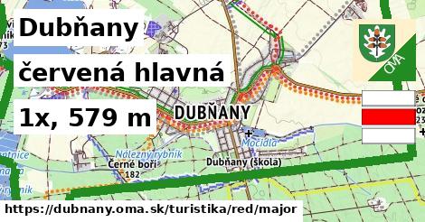 Dubňany Turistické trasy červená hlavná