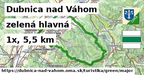Dubnica nad Váhom Turistické trasy zelená hlavná