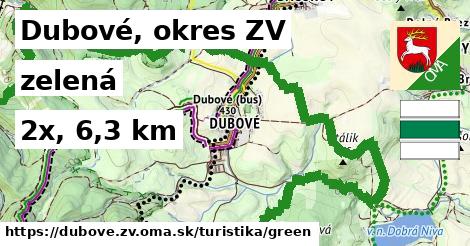 Dubové, okres ZV Turistické trasy zelená 