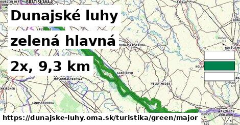 Dunajské luhy Turistické trasy zelená hlavná