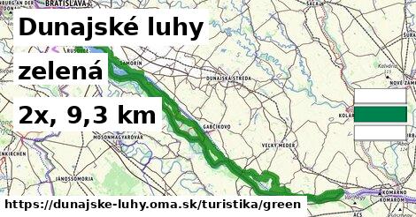 Dunajské luhy Turistické trasy zelená 
