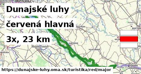Dunajské luhy Turistické trasy červená hlavná