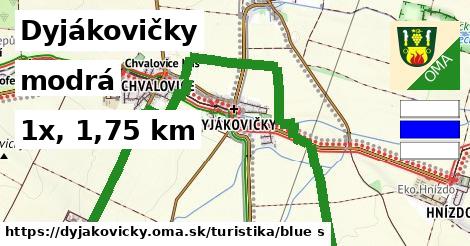 Dyjákovičky Turistické trasy modrá 