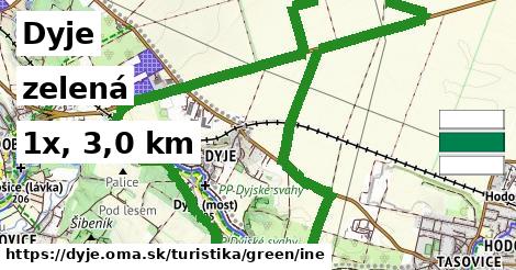 Dyje Turistické trasy zelená iná