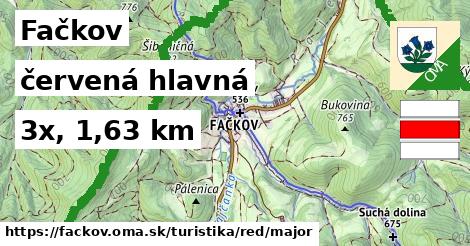 Fačkov Turistické trasy červená hlavná