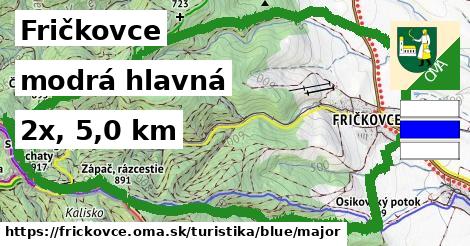 Fričkovce Turistické trasy modrá hlavná