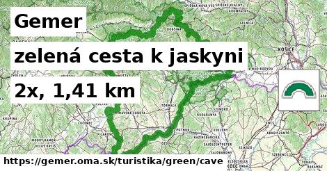 Gemer Turistické trasy zelená cesta k jaskyni