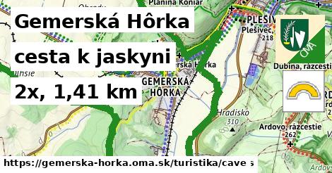 Gemerská Hôrka Turistické trasy cesta k jaskyni 