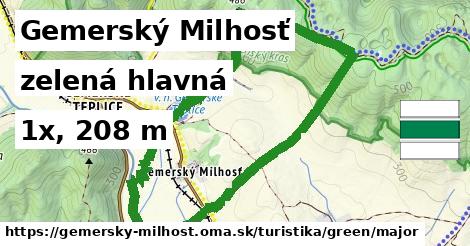 Gemerský Milhosť Turistické trasy zelená hlavná