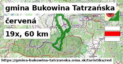 gmina Bukowina Tatrzańska Turistické trasy červená 