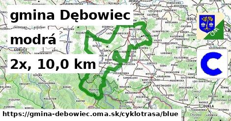gmina Dębowiec Cyklotrasy modrá 