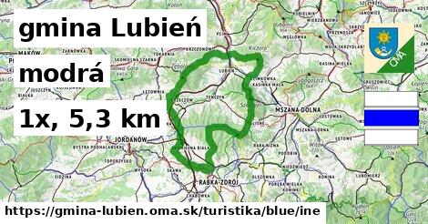 gmina Lubień Turistické trasy modrá iná