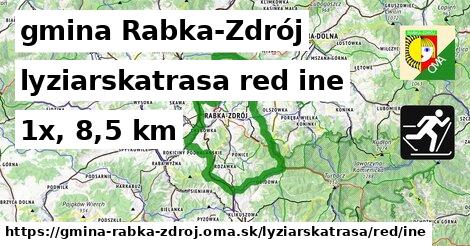 gmina Rabka-Zdrój Lyžiarske trasy červená iná