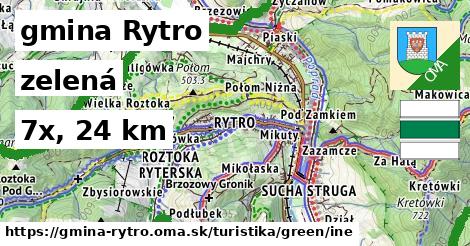 gmina Rytro Turistické trasy zelená iná