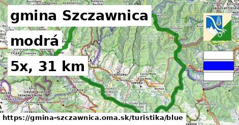 gmina Szczawnica Turistické trasy modrá 