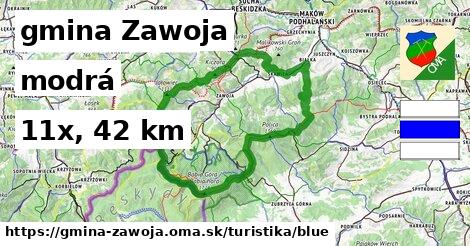 gmina Zawoja Turistické trasy modrá 