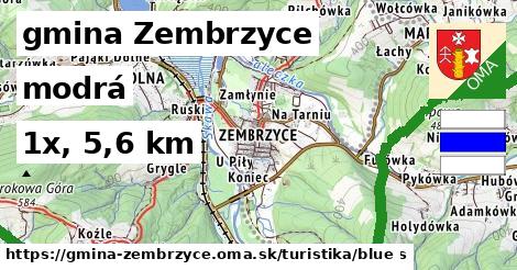gmina Zembrzyce Turistické trasy modrá 