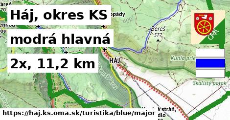 Háj, okres KS Turistické trasy modrá hlavná