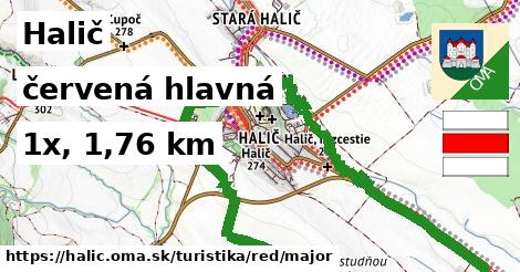 Halič Turistické trasy červená hlavná