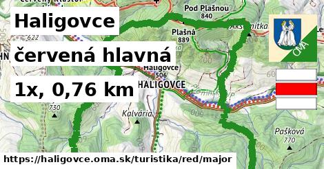 Haligovce Turistické trasy červená hlavná