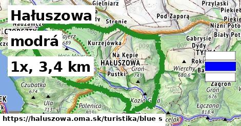 Hałuszowa Turistické trasy modrá 