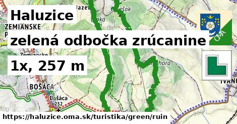 Haluzice Turistické trasy zelená odbočka zrúcanine