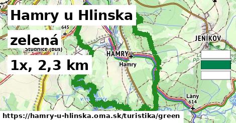 Hamry u Hlinska Turistické trasy zelená 