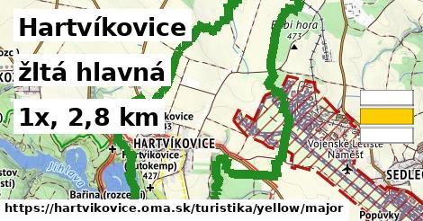 Hartvíkovice Turistické trasy žltá hlavná