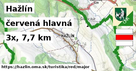 Hažlín Turistické trasy červená hlavná