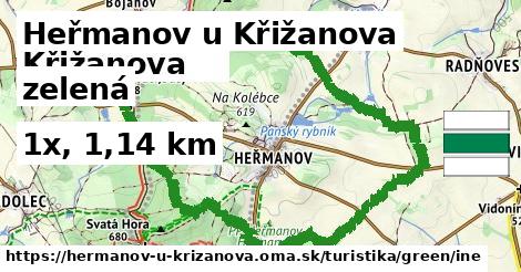 Heřmanov u Křižanova Turistické trasy zelená iná