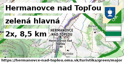 Hermanovce nad Topľou Turistické trasy zelená hlavná