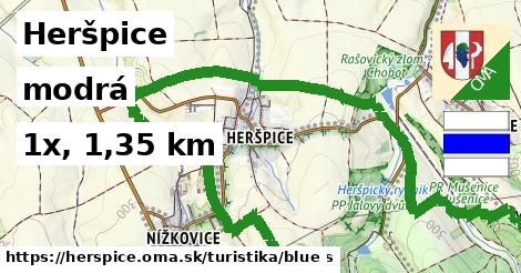 Heršpice Turistické trasy modrá 