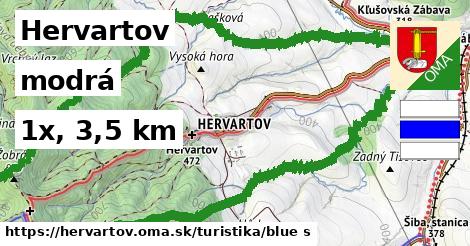 Hervartov Turistické trasy modrá 